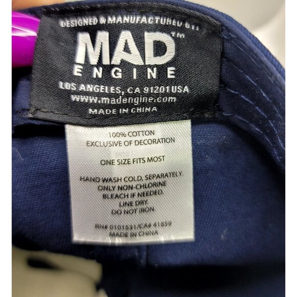 Navy Blue NY Embroidered Baseball Cap Adjustable Strap By Mad Engine - Picture 2 of 7
